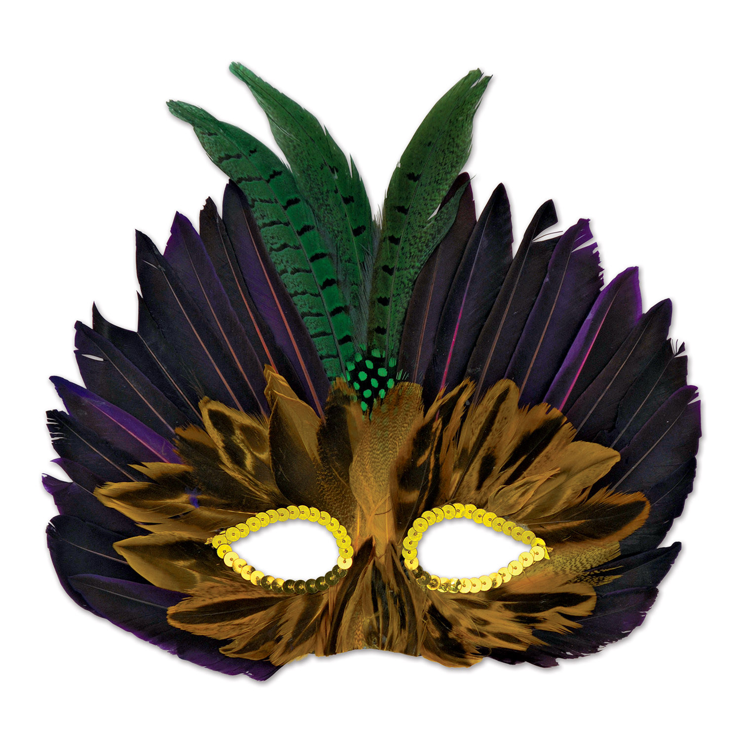 Amscan Green, Purple and Gold Feather, Sequin, Gem Mardi Gras Mask (2-Pack)  360056 - The Home Depot