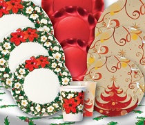Christmas Tableware and Centerpieces with holiday plates and decorations