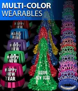 Bright Colored New Year Party Hats and Tiaras