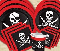 bulk pirate tableware, plates, cups, and napkins