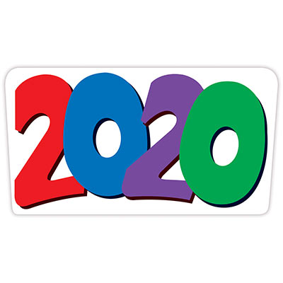 The 2020  Cutout is a multi-color decoration that is red, blue, purple and green.