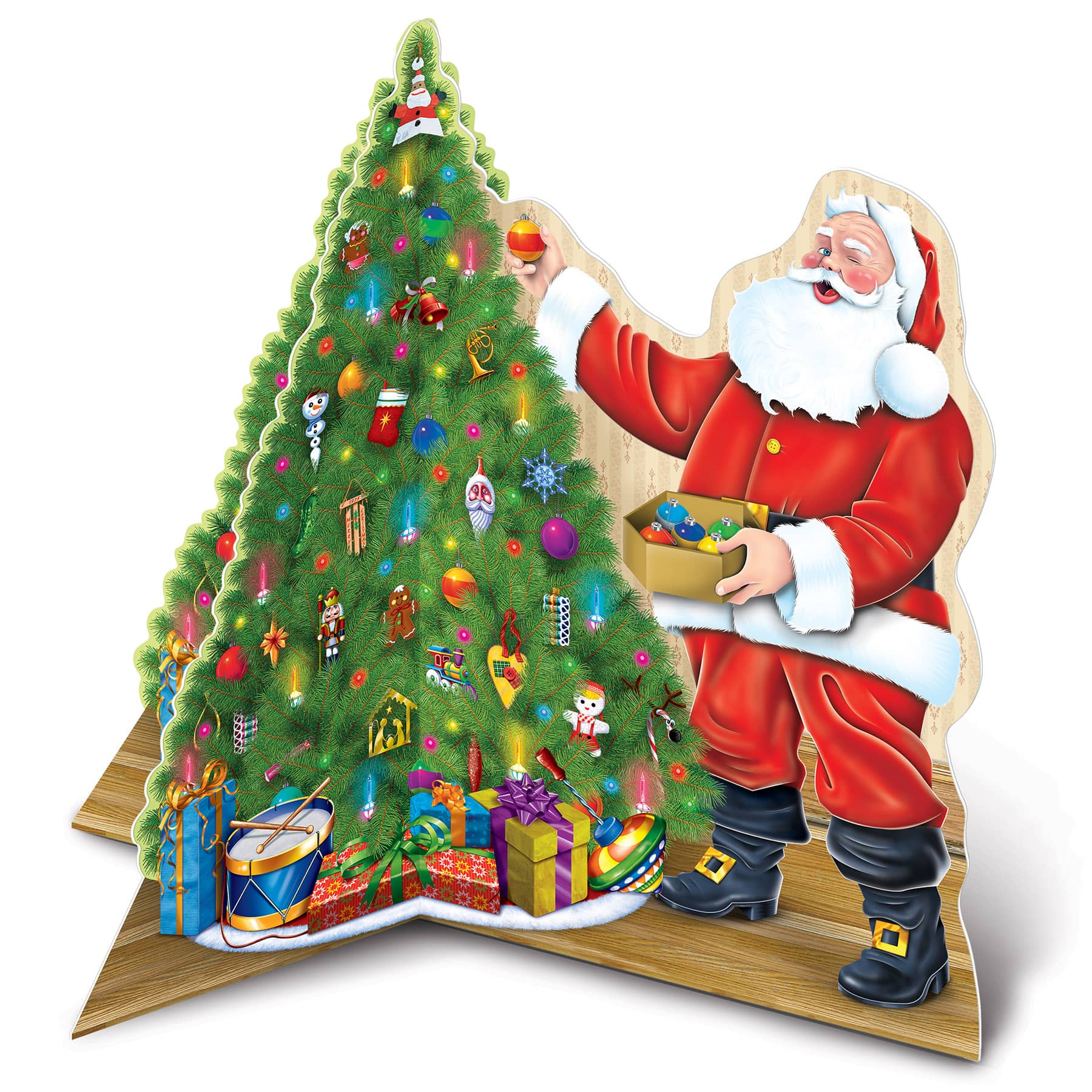 3-D Santa w/Tree Centerpiece 