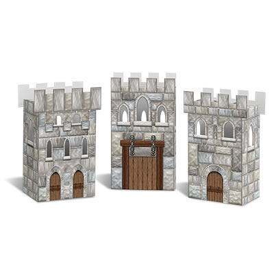 Castle Favor Boxes designed to replicate castles from the medieval era.