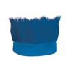 Blue fabric headband with  hair like material standing straight up.