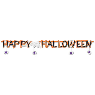 Happy Halloween Streamer (Pack of 12) Happy Halloween Streamer, halloween, streamer, decoration, wholesale, inexpensive, bulk, spider
