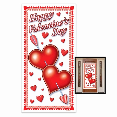 Valentine's Day Door Cover with an arrow being shot through multiple red hearts