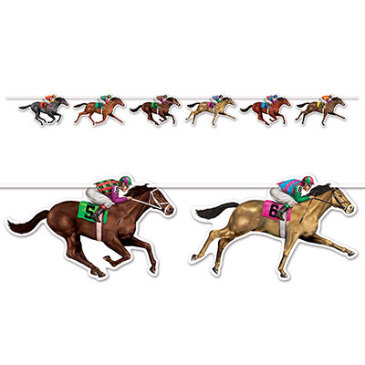 Streamers with race horse icons attached.