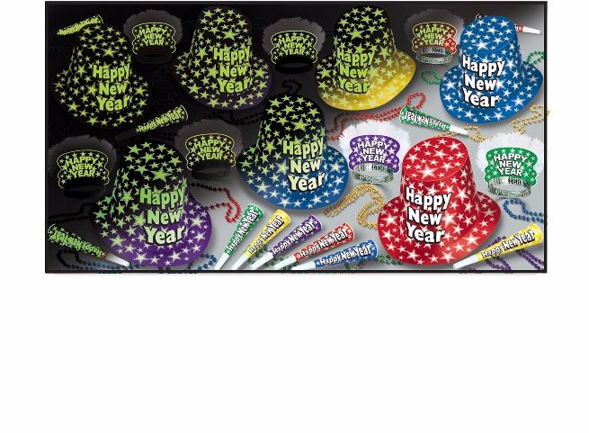 Glow in the dark new year's eve party pack for 50 people
