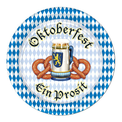 Oktoberfest Plates with Blue and white edge