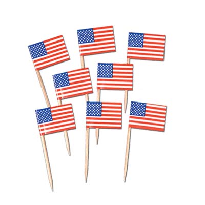 Packaged U.S. Flag Picks cupcake decoration