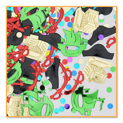 Metallic Pirate Party Confetti in colors of gold, green, red and black