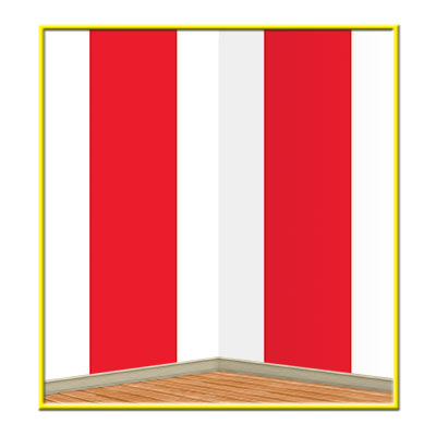 Vertical printed Red & White Stripes Backdrop on thin plastic material.