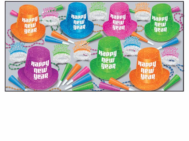 Neon New Year's Eve Party kit for 50 people