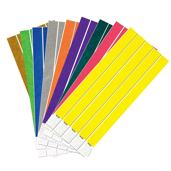 Tyvek wristbands in various options of solid colors.