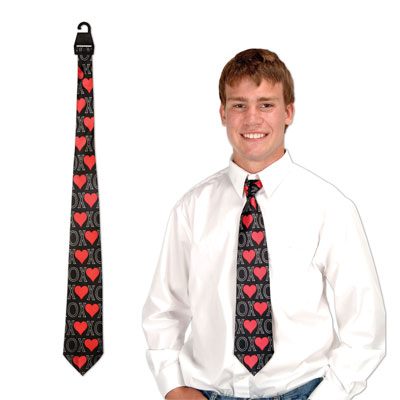 Black XOXO Tie with red hearts
