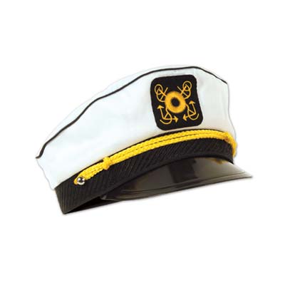 Yacht captains cap with great details in black and yellow.