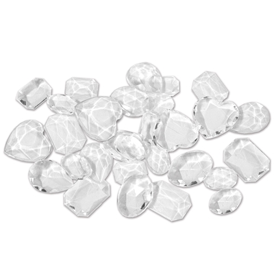Clear plastic multi-shaped diamonds. 