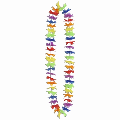 Silk 'N Petals Rainbow Floral Lei with rainbow colored petals.