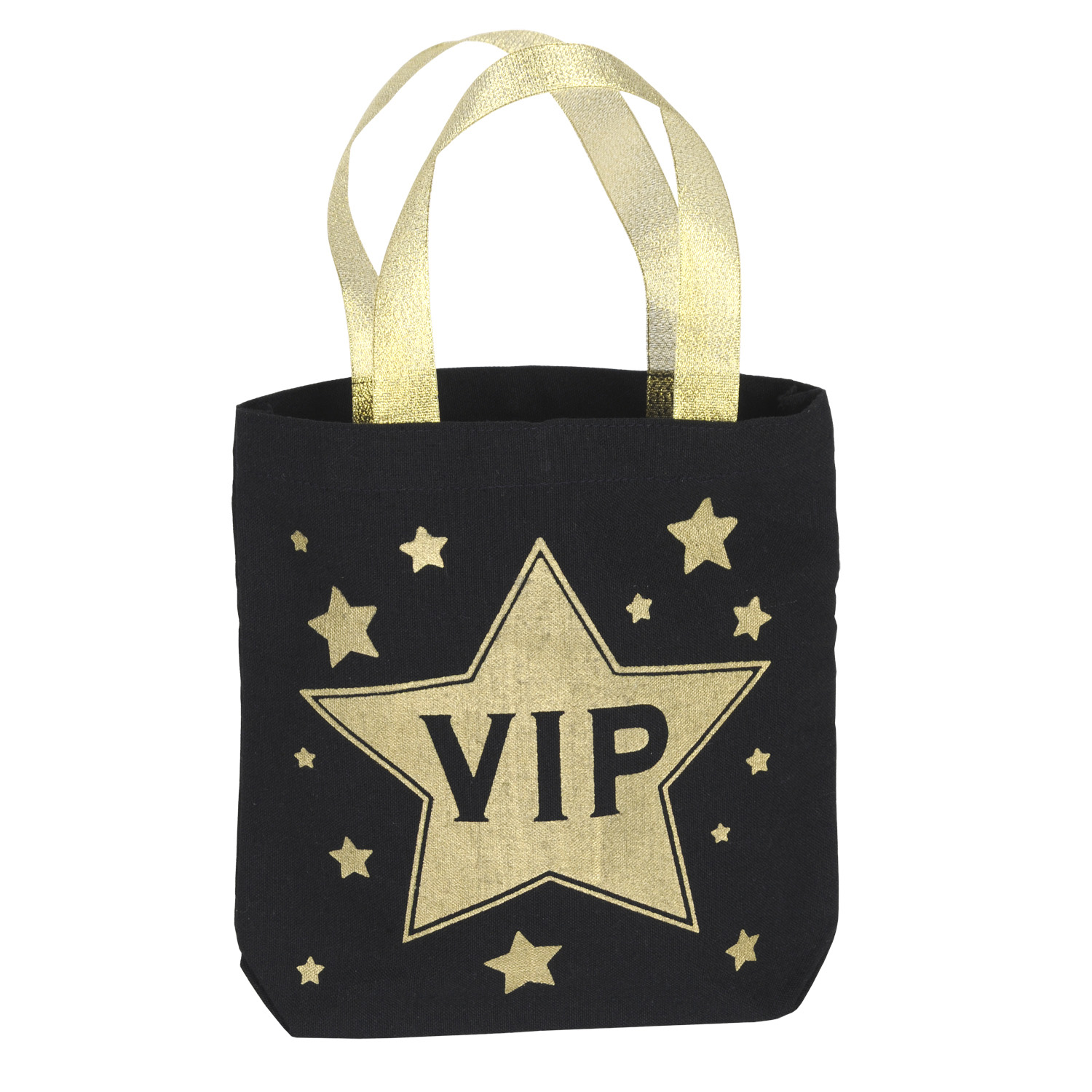 favor bag with gold stars and VIP written inside a large star