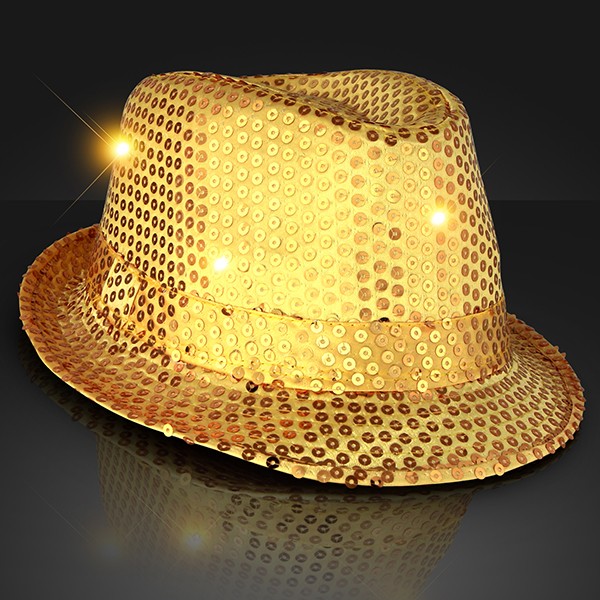 Gold Sequin Light Up Fedora Hats