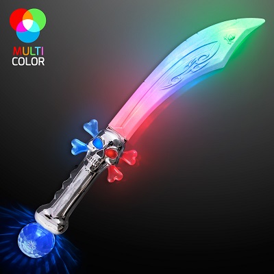 LED Flashing Curved Pirate Sword.  This Flashing Curved Pirate Sword will provide endless night time fun for the kiddos.