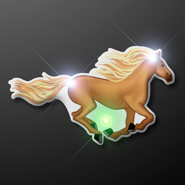 Horse pin with blinking LED lights. 