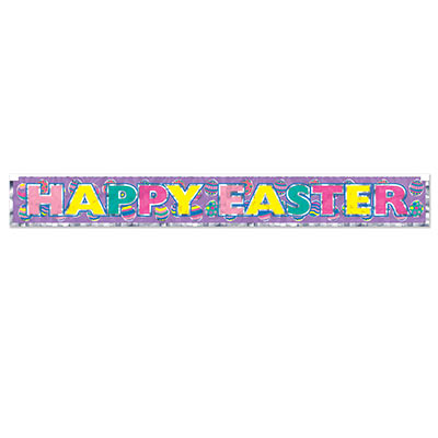 Metallic Happy Easter Fringe Banner (Pack of 12) Metallic Happy Easter Fringe Banner, happy easter, easter, banner, decoration, wholesale, inexpensive, bulk