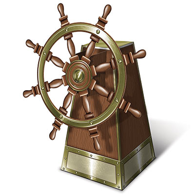 3-D Jointed Ships Helm Centerpiece printed on card stock material.