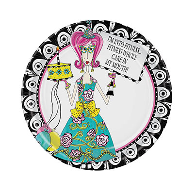 Dolly Mamas Fitness Plates (Pack of 96) Dolly Mamas Fitness Plates, dolly mama, fitness, plates, birthday, wholesale, inexpensive, bulk
