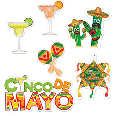 Cinco De Mayo Cutouts with cutouts of traditional Cinco de Mayo items.