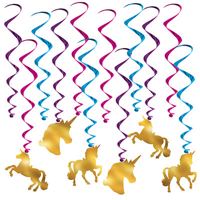 Unicorn Whirls (Pack of 72) Unicrons, magic, gold, sparkling, birthday, princess, purple, pink, blue 