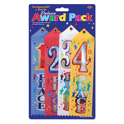 1st/2nd/3rd/4th Place Award Pack Ribbons (Pack of 6) 1st/2nd/3rd/4th Place Award Pack Ribbon, 1st, 2nd, 3rd, 4th, award, ribbon, classroom, sports, wholesale, inexpensive, bulk
