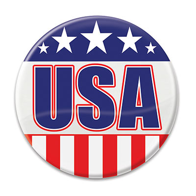 USA Button (Pack of 6) USA Button, USA, button, patriotic, Independence Day, July 4th, wholesale, inexpensive, bulk