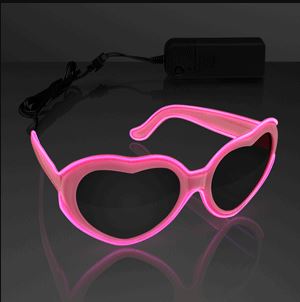 EL Wire Glowing Pink Heart Sunglasses perfect for Valentines Day