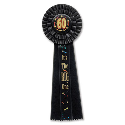 "60" Its The Big One Deluxe Rosette with gold and blue lettering and shooting star designs