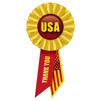 USA Rosette (Pack of 6) USA Rosette, USA, rosette, party favor, patriotic, wholesale, inexpensive, bulk, July 4th