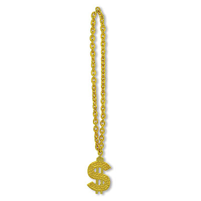 Gold Chain Beads with $ Medallion