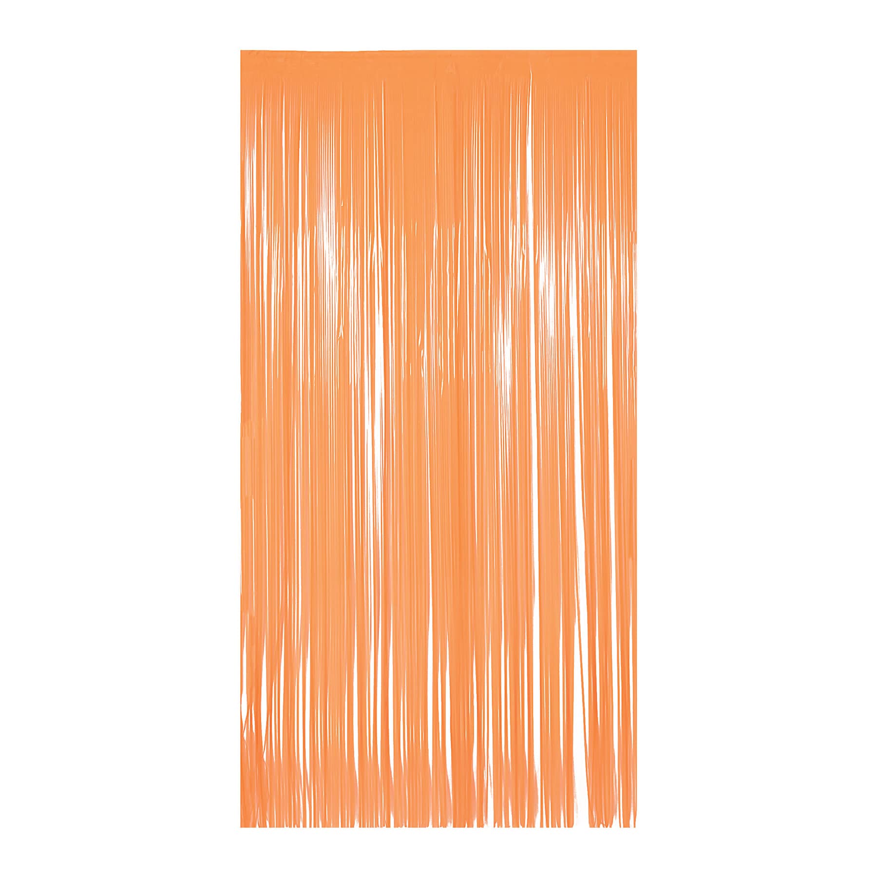 1-Ply Neon Orange Plastic Fringe Curtain