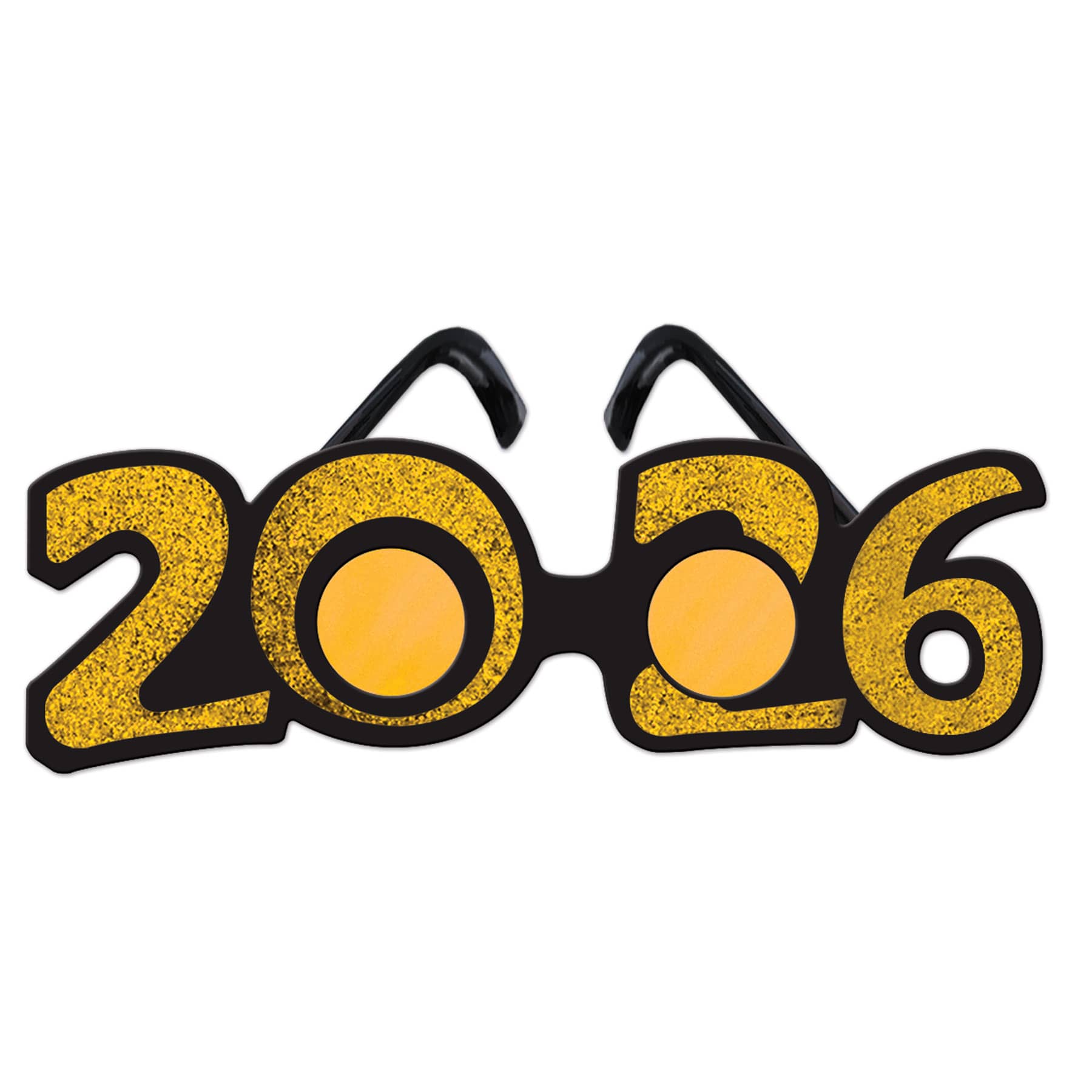 "2026" Gold Glittered Plastic Eyeglasses