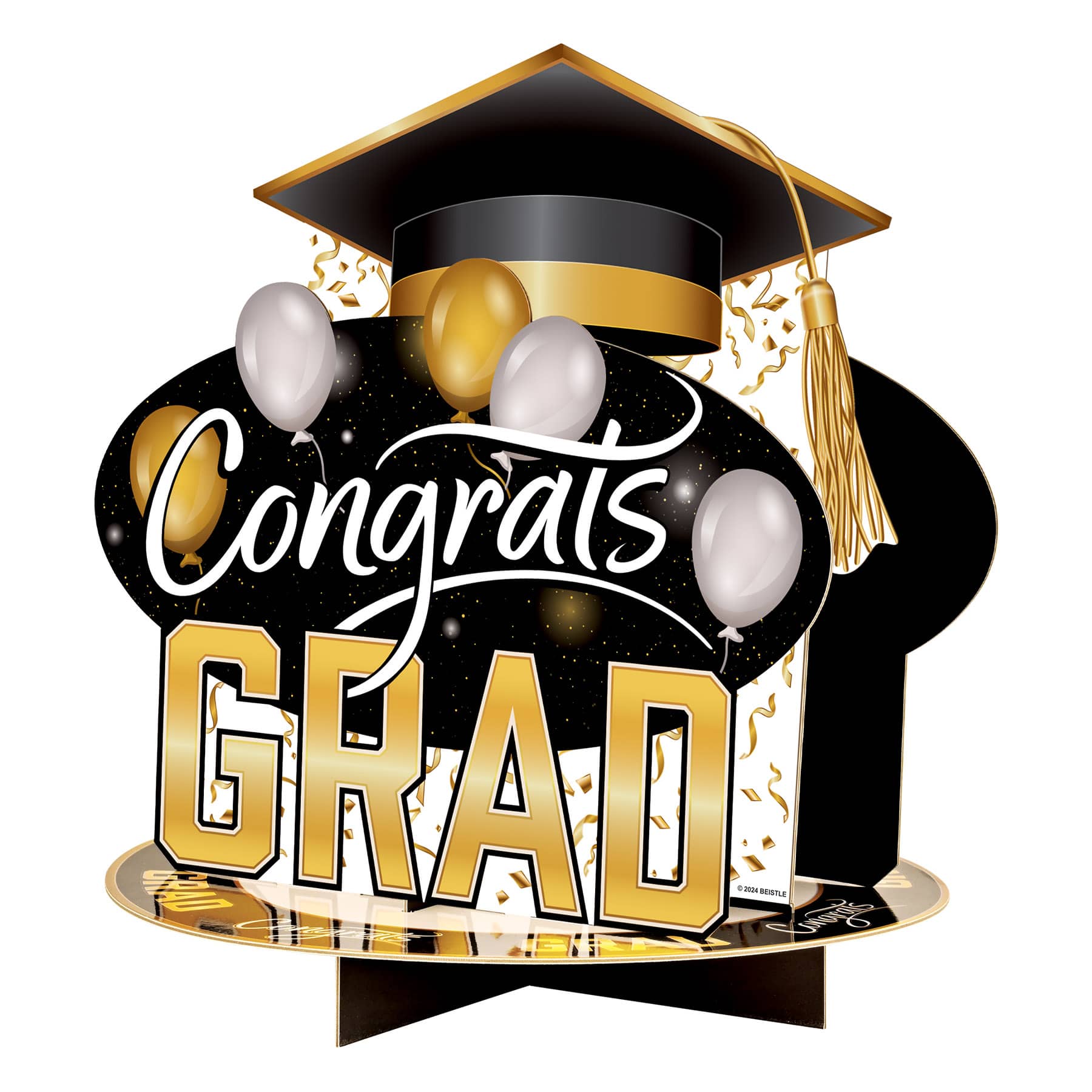 Black and Gold 3-D Congrats Grad Centerpiece