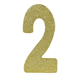  3-D Gold Glittered Number "2" Centerpiece