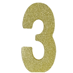  3-D Gold Glittered Number "3" Centerpiece