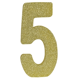  3-D Gold Glittered Number "5" Centerpiece