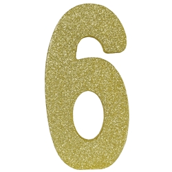  3-D Gold Glittered Number "6" Centerpiece