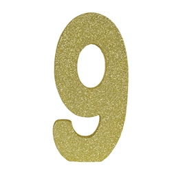  3-D Gold Glittered Number "9" Centerpiece