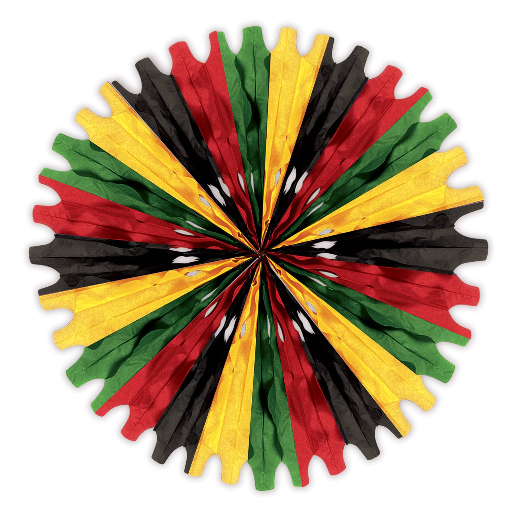 Black, Red, Green, Yellow Tissue Fan