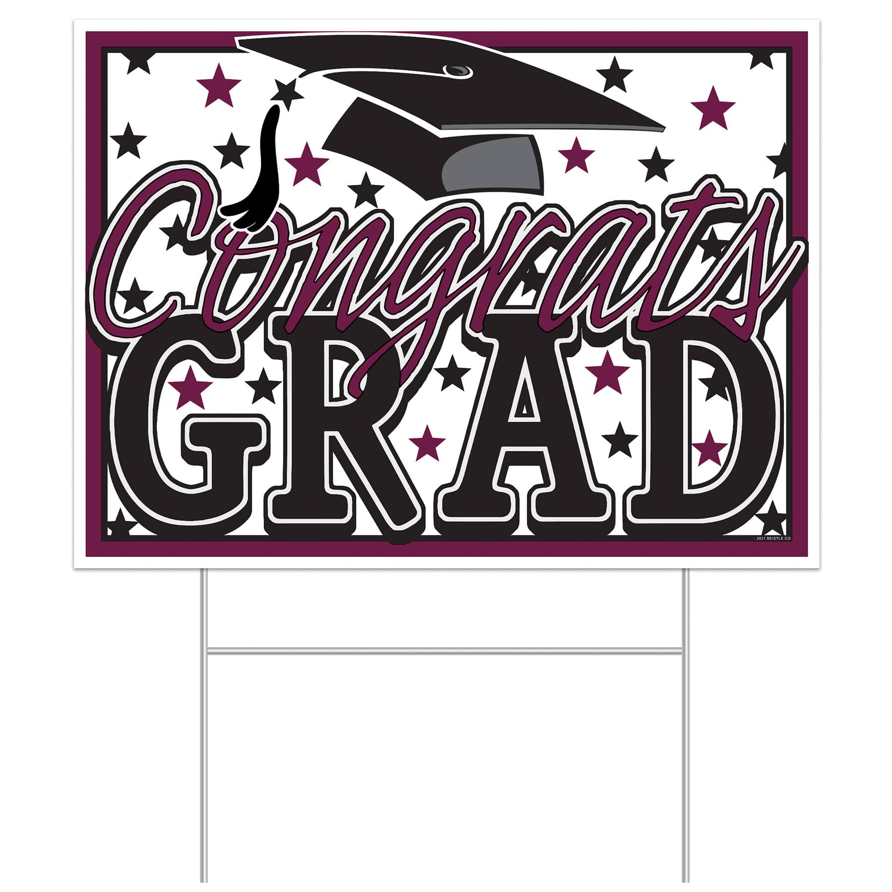 Burgundy Congrats Grad Yard Sign