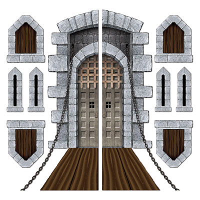 Castle Door & Window Props printed on thin plastic material.