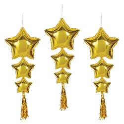  Gold Foil Star Balloons w/ Tassels  