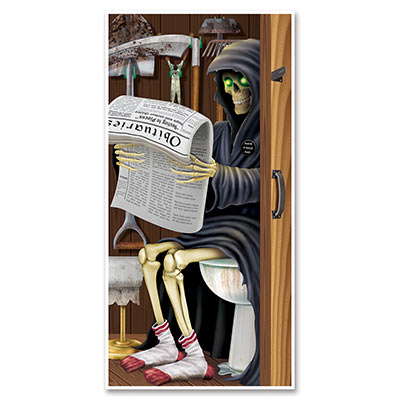 Grim Reaper Restroom Door Cover (Pack of 12) Halloween, bathroom, restroom. grim reaper, ghost, haunting, scary, creepy, spooky, door cover 